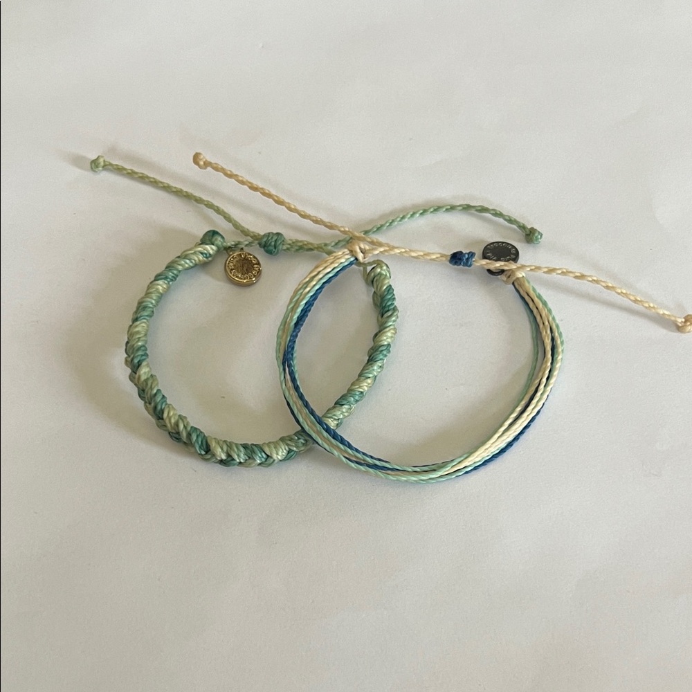 Pura Vida Green/Blue/Cream Braided Bracelets